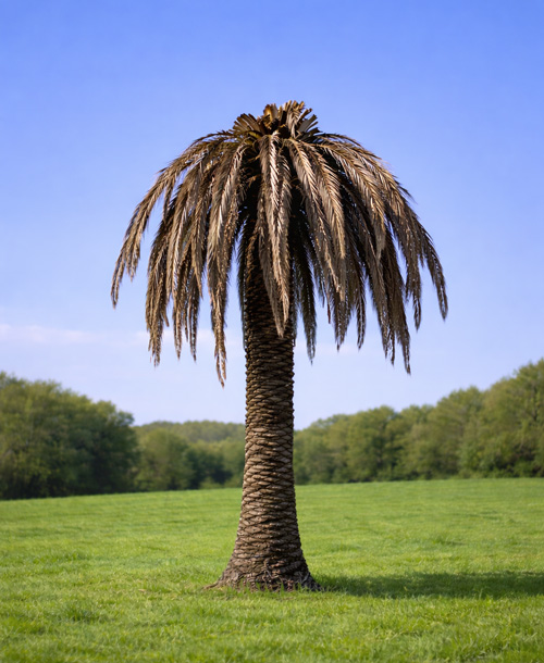 palmera afectada por la plaga del picudo en gipuzkoa. primeros síntomas